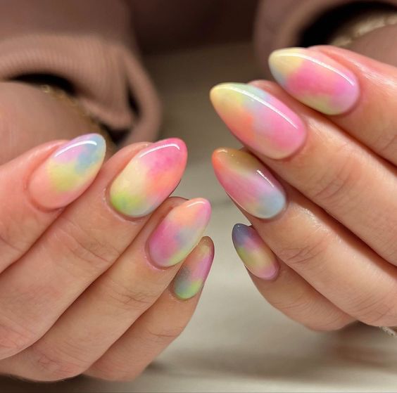 Pastel Tie Dye Manicure 4