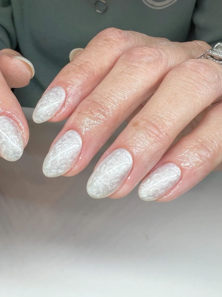 Pearlescent White Manicure 5