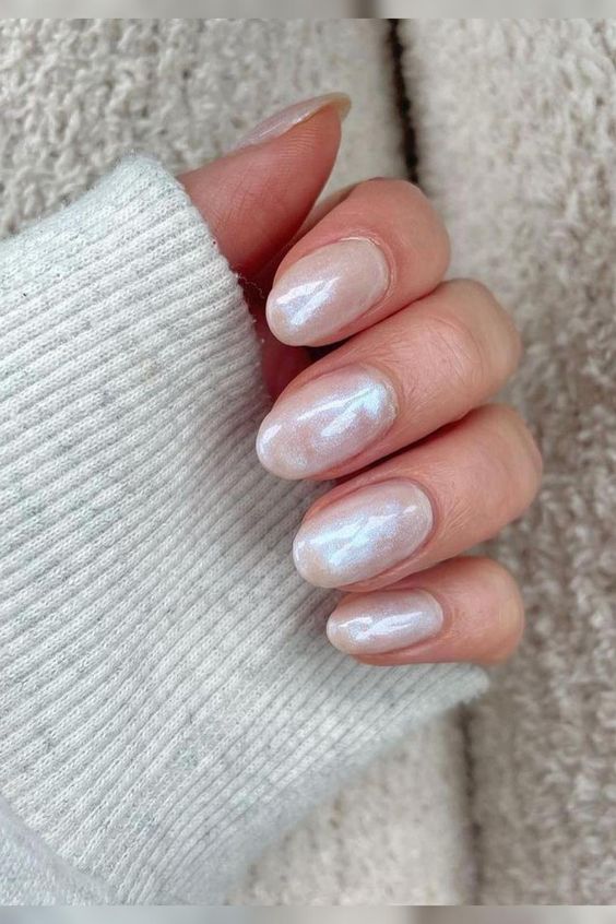 Pearlescent White Manicure 6