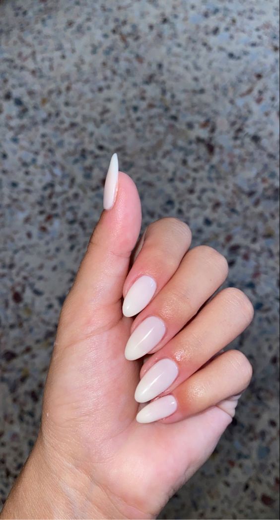 Plain Milky Nails 6