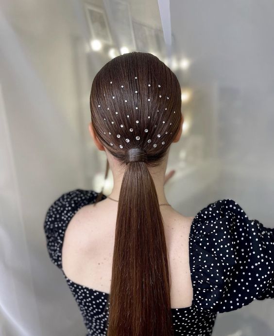 Ponytail With Rhinestone Accessory 6