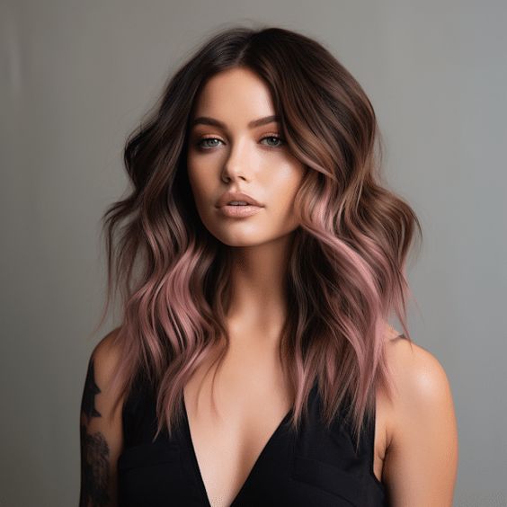 Rose Gold Highlights for Brunette 1