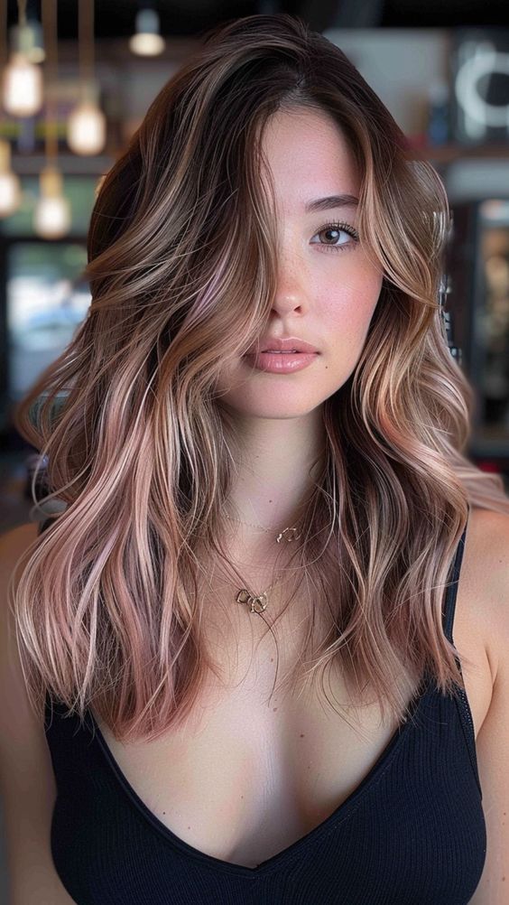 Rose Gold Highlights for Brunette 6