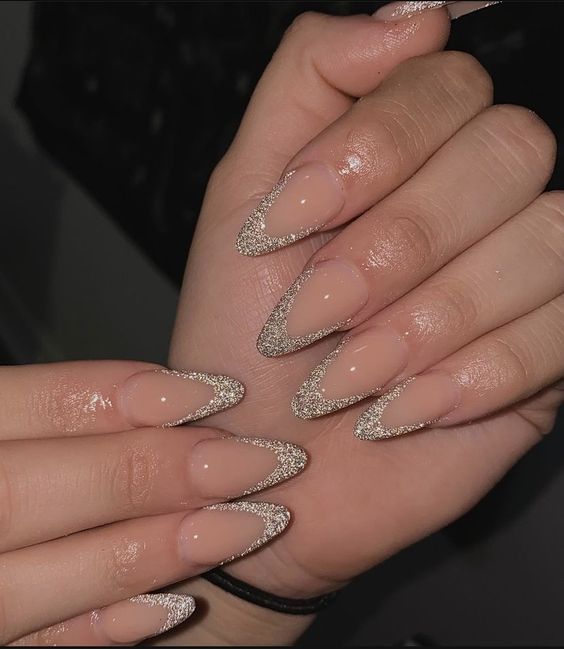 Shiny Glitter French Tips 1