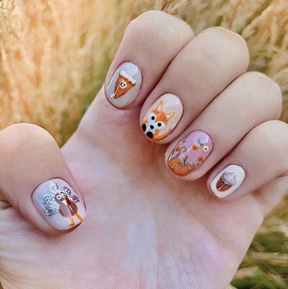 Short Pumpkin Pie Nails 4