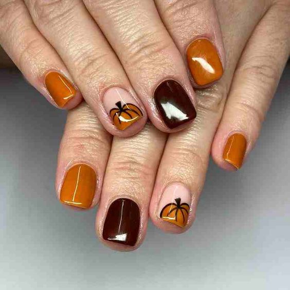 Short Pumpkin Pie Nails 5