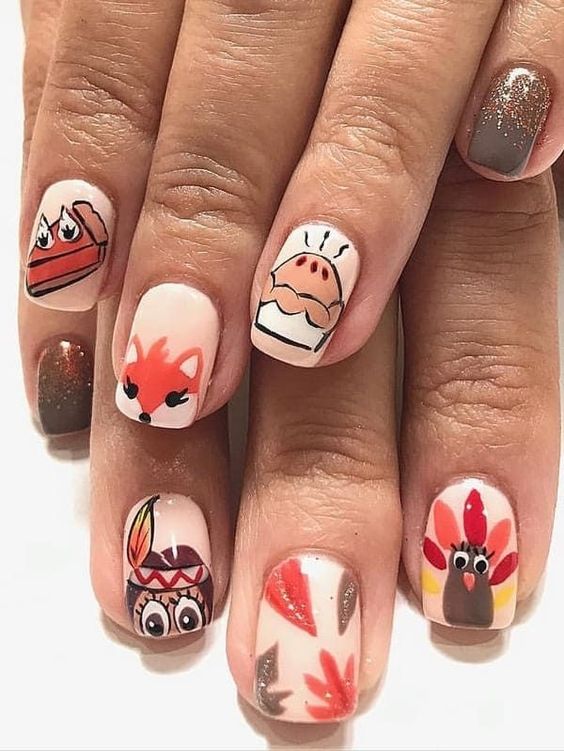 Short Pumpkin Pie Nails 7