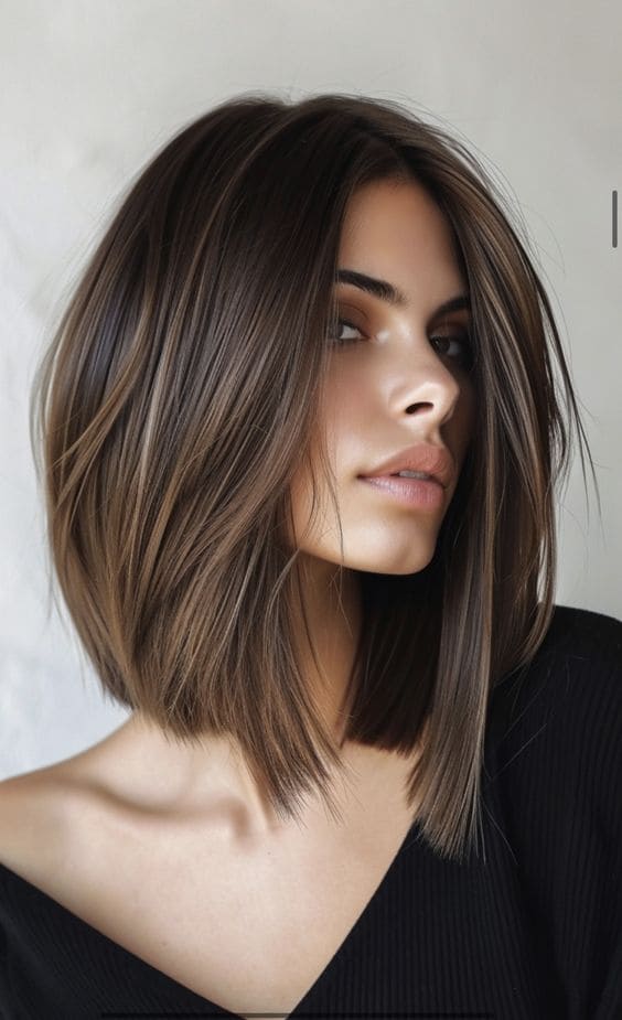 Shoulder Length Straight Hair with Side Part 2