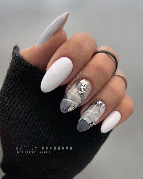 Silver Foil Nail Designs 6