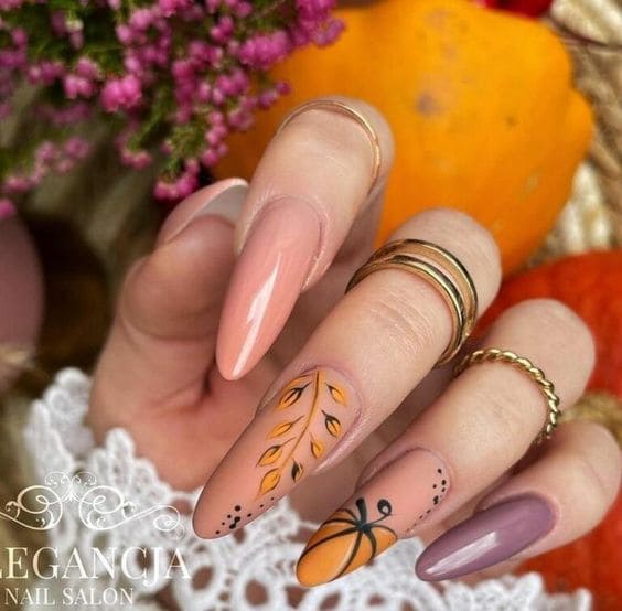 Simple Pumpkin Fall Manicure 4