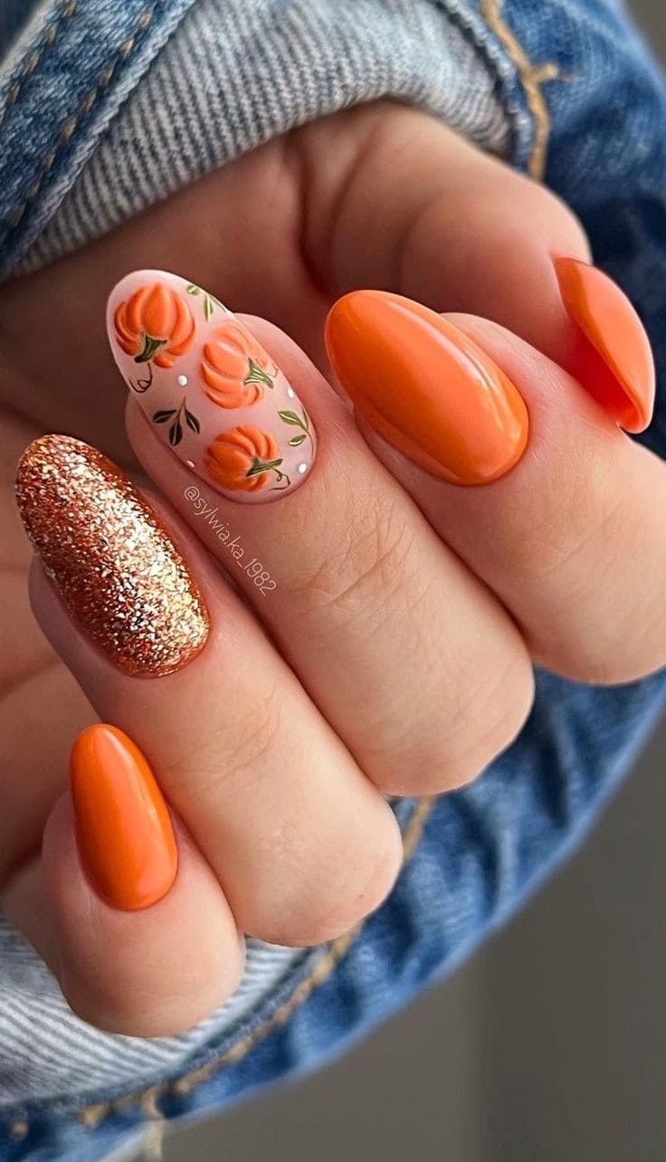 Simple Pumpkin Fall Manicure 6