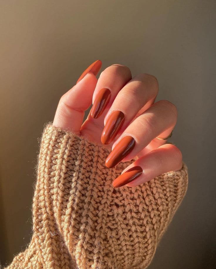 Single Tone Almond Fall Nails 2