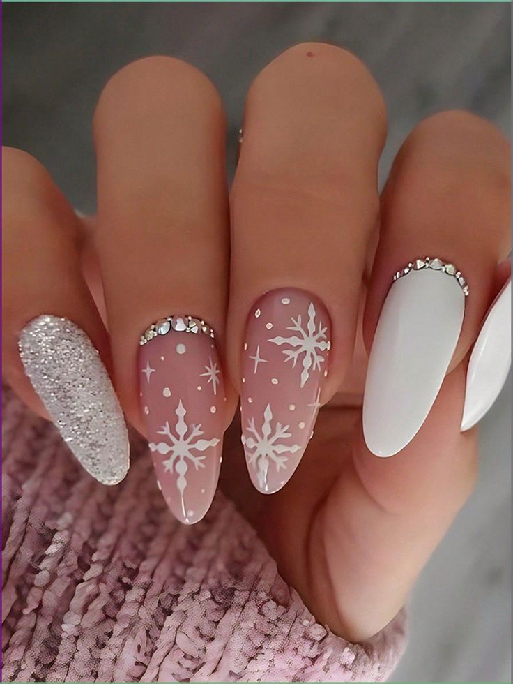 Snowflake White Nails 6