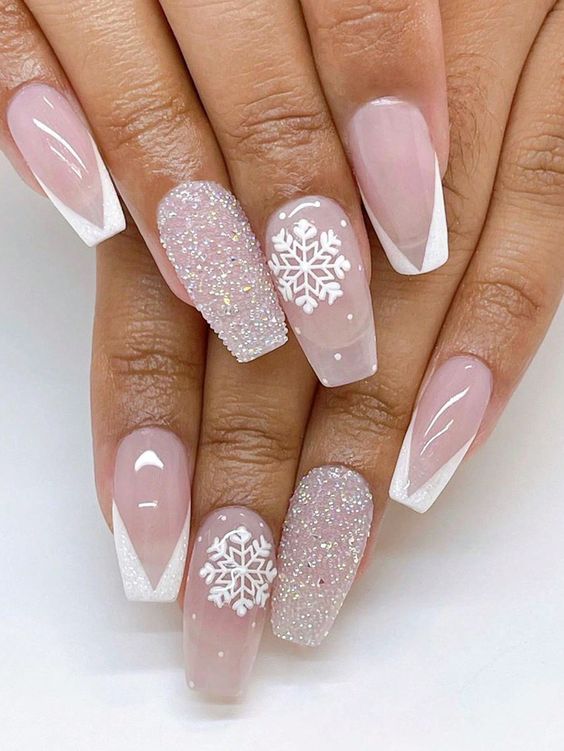 Snowflake White Nails 7