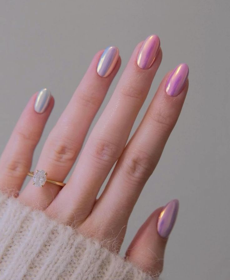 Soft Chrome Pastel Nails 1