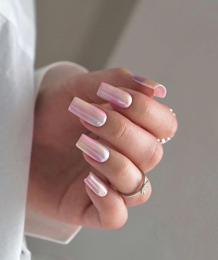 Soft Chrome Pastel Nails 2