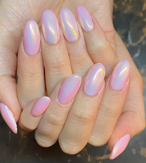 Soft Chrome Pastel Nails 4