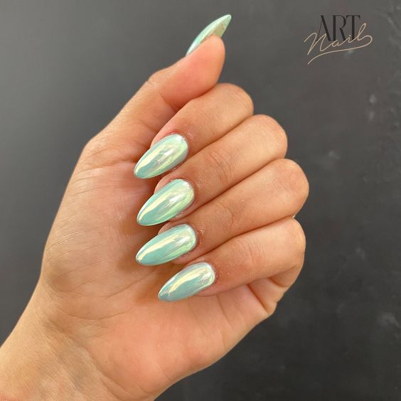 Soft Chrome Pastel Nails 6