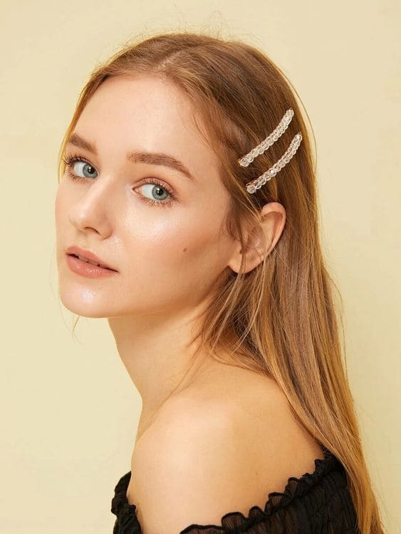 Straight Hair With Barrettes 7