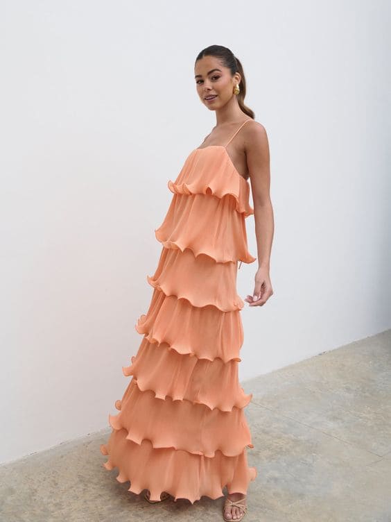 Summery Apricot Bridesmaid Dress Ideas 2