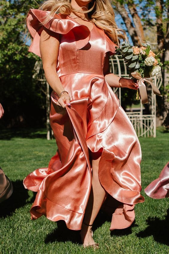 Summery Apricot Bridesmaid Dress Ideas 5