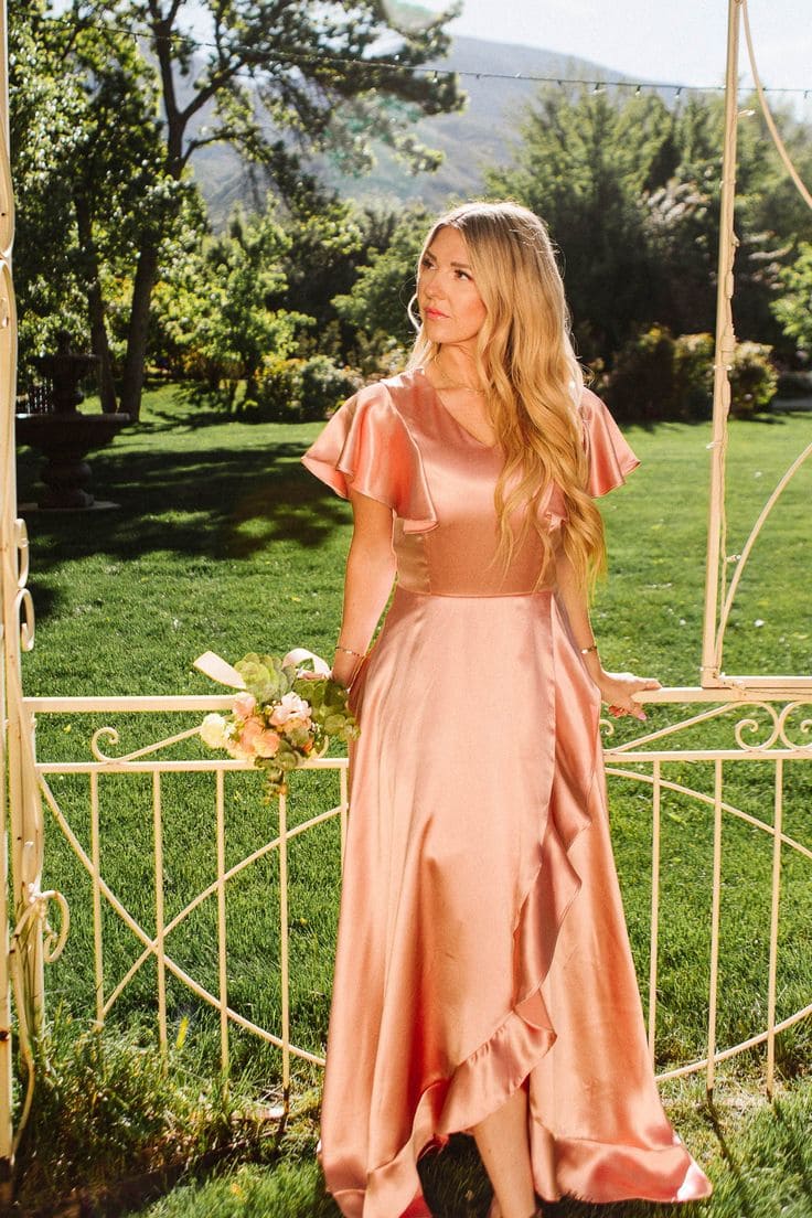 Summery Apricot Bridesmaid Dress Ideas 6