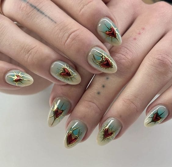 Unique Heart Nail Designs 1