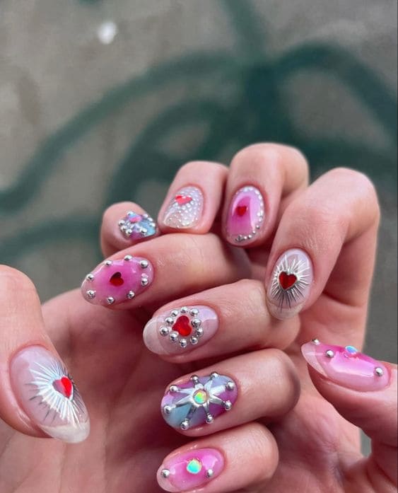 Unique Heart Nail Designs 7