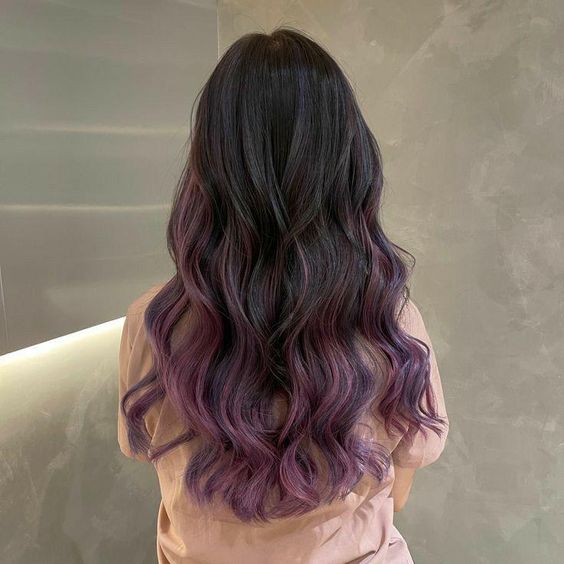 Violet Highlights On Dark Hair 2