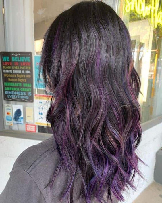 Violet Highlights On Dark Hair 4