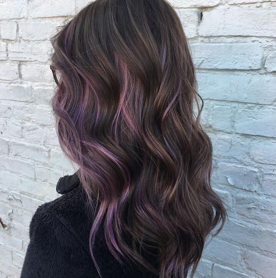 Violet Highlights On Dark Hair 5