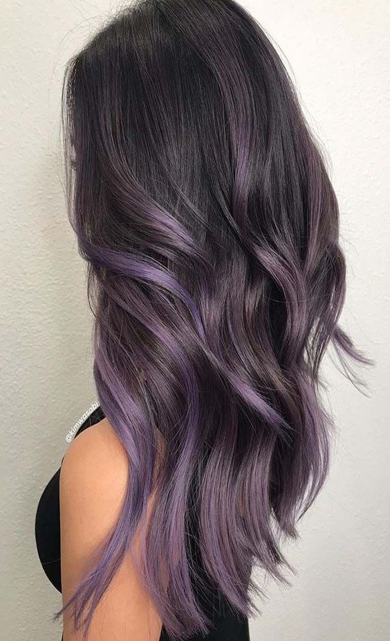 Violet Highlights On Dark Hair 7