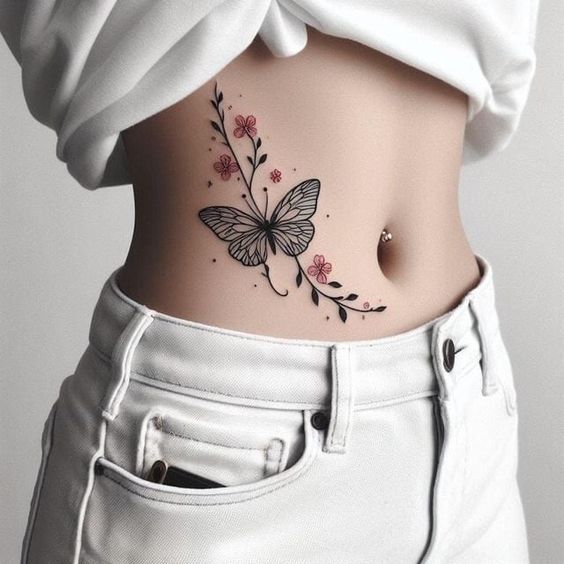 Butterfly Tattoos On Waist 10