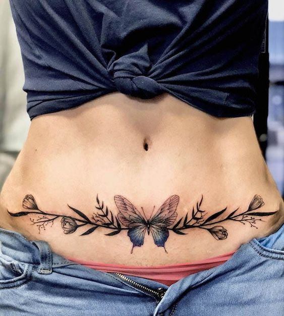 Butterfly Tattoos On Waist 2