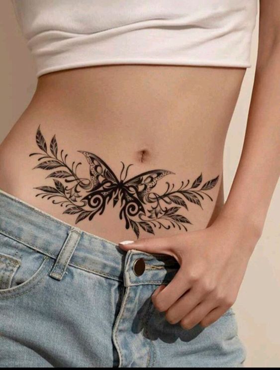 Butterfly Tattoos On Waist 4