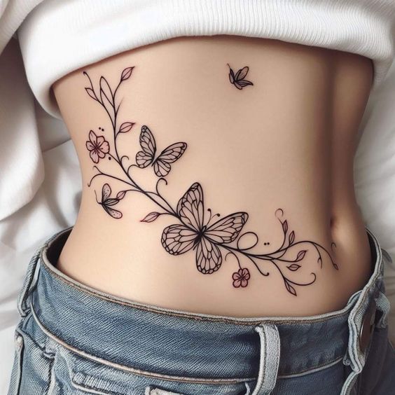 Butterfly Tattoos On Waist 8