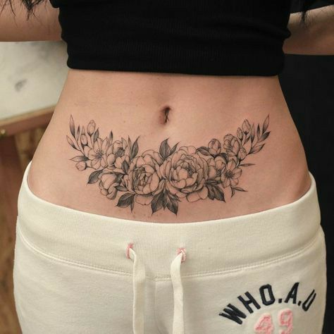 Flower Branch Waist Tattoos 3