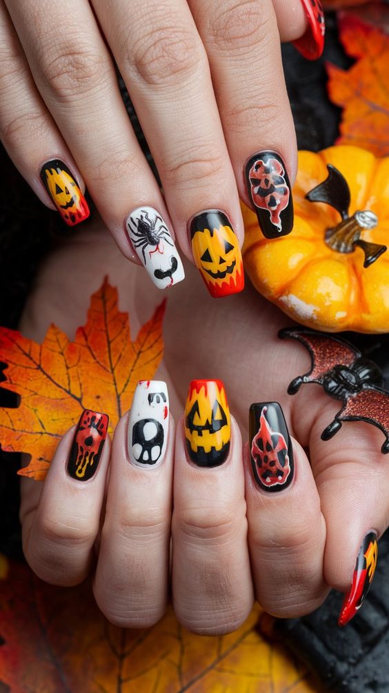 Halloween Lantern Nails 3