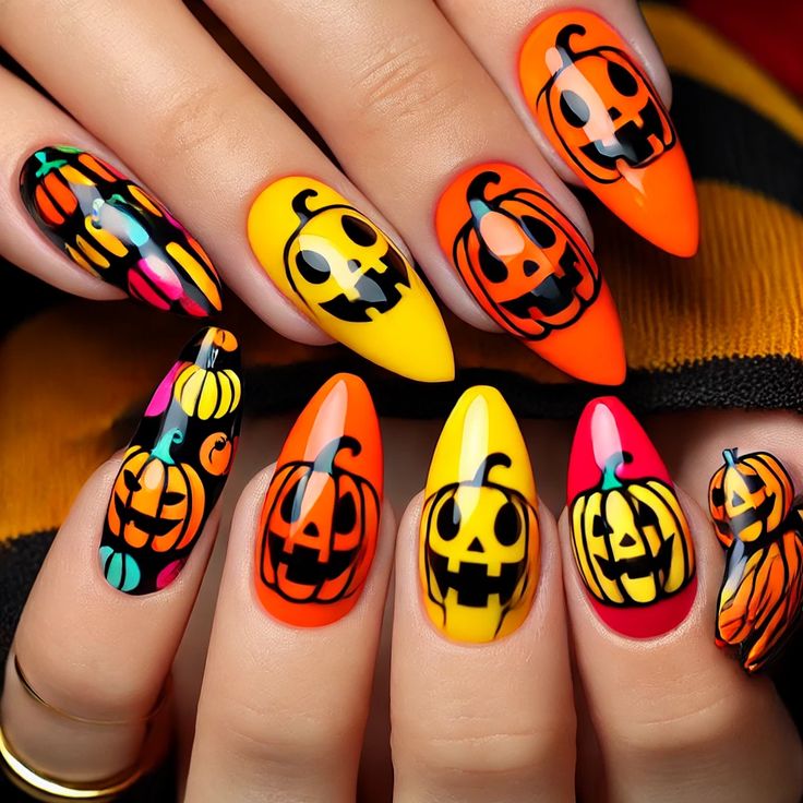 Halloween Lantern Nails 6