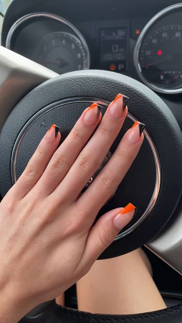 Orange And Black French Tips 5