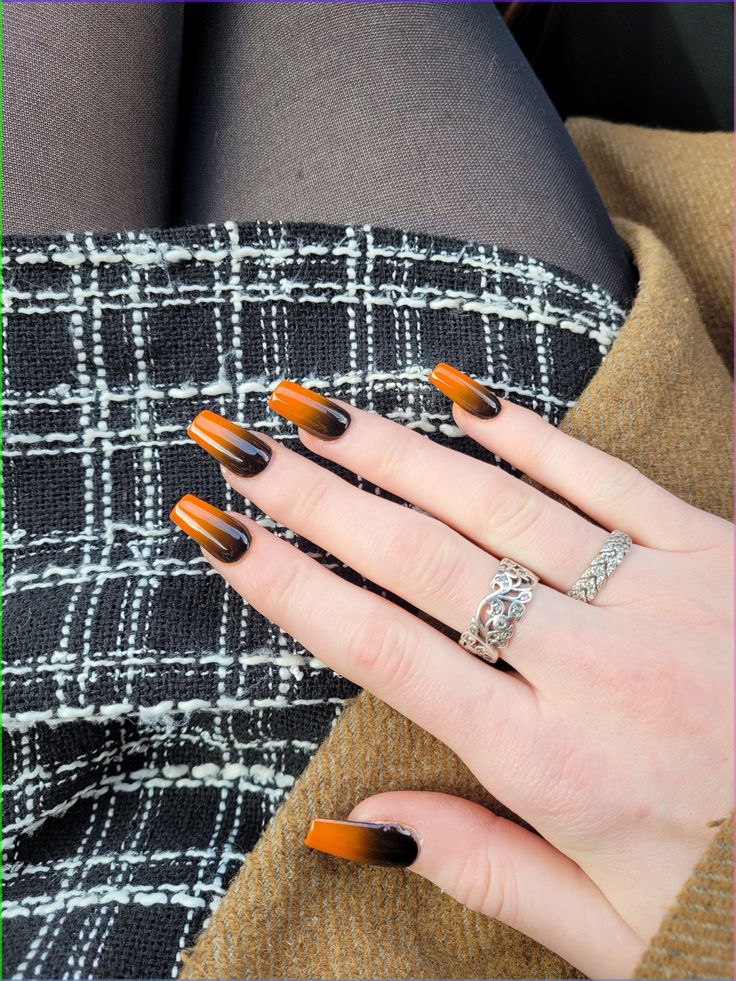 Orange And Black Ombre Nails 7