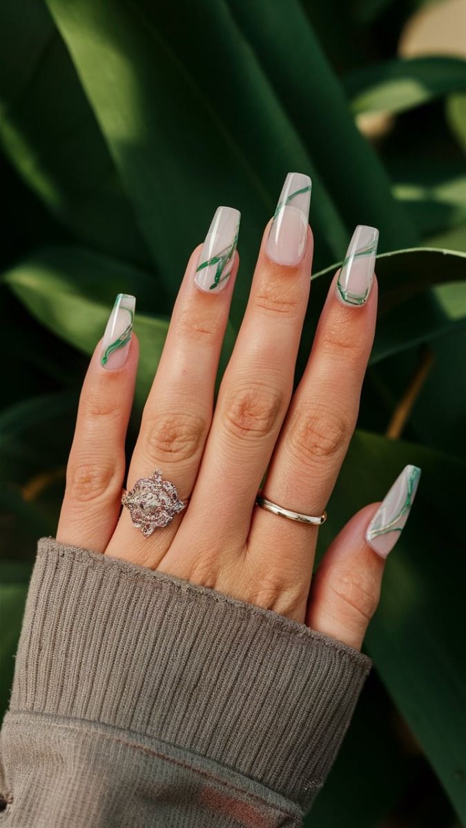 Sage Marble Nails 1