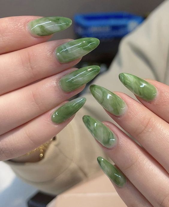 Sage Marble Nails 6