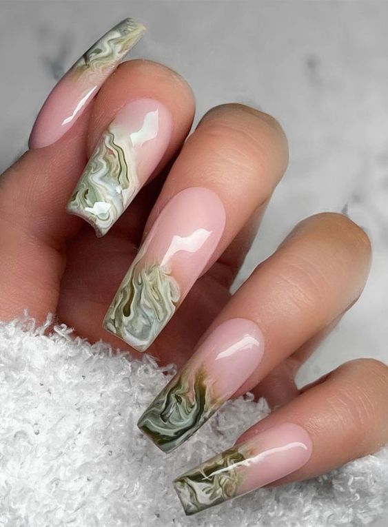 Sage Marble Nails 7