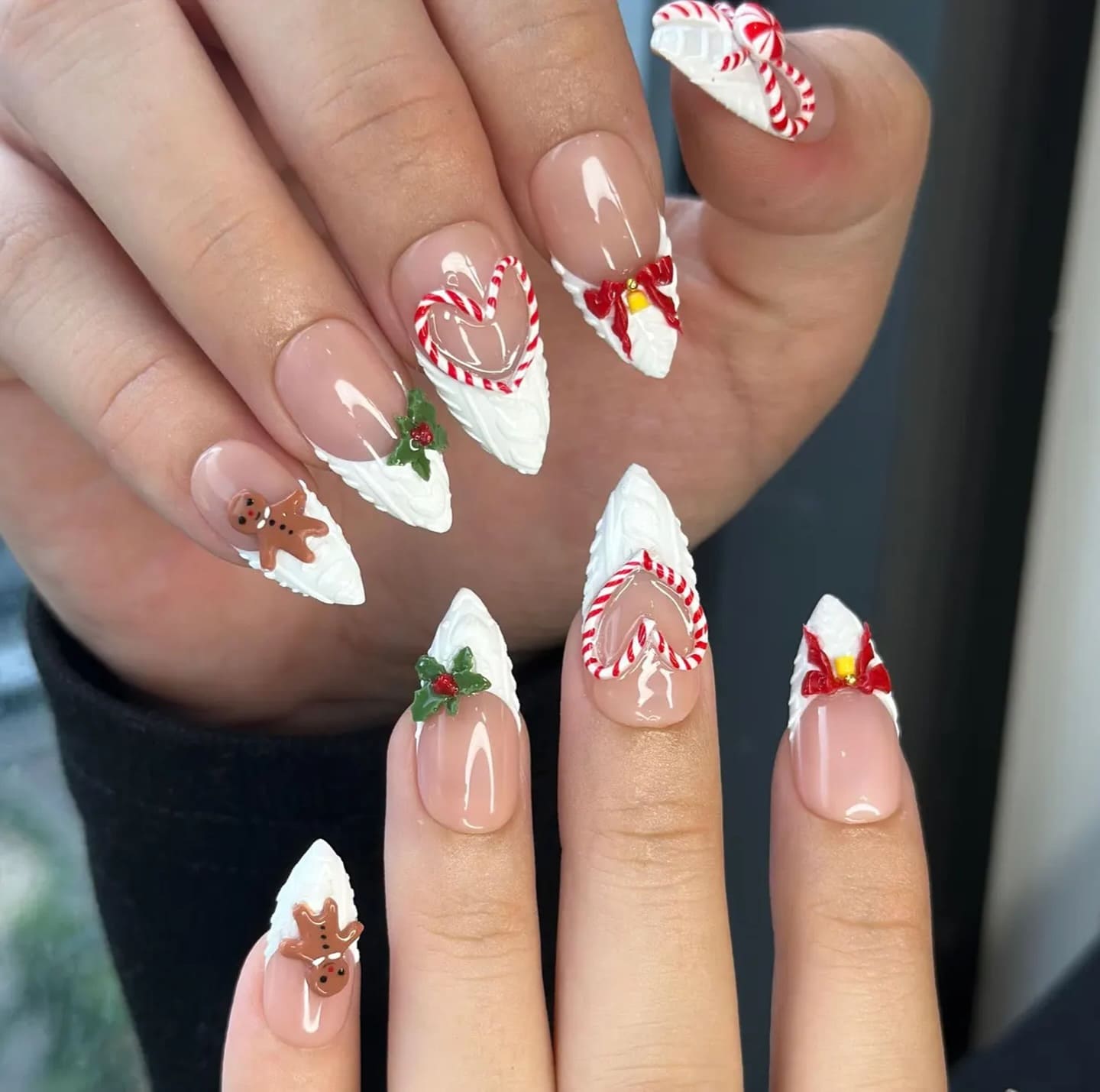 Candy Cane Cottage Sweater Nails